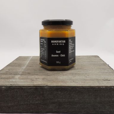 Ananas-Chili-Senf der Manufaktur Ahring im neuen Etikettendesign